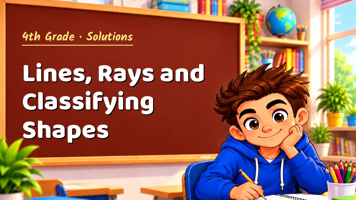 4th Grade math worksheet solutions: Lines, Rays and Classifying Shapes – Maths PDF