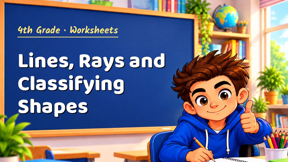 4th Grade math worksheet: Lines, Rays and Classifying Shapes – Maths PDF