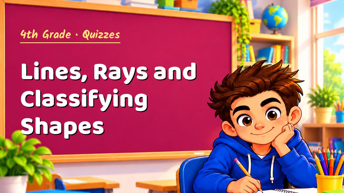 4th Grade math quiz: Lines, Rays and Classifying Shapes – Maths PDF