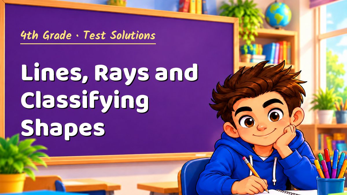 4th Grade math test solutions: Lines, Rays and Classifying Shapes – Maths PDF