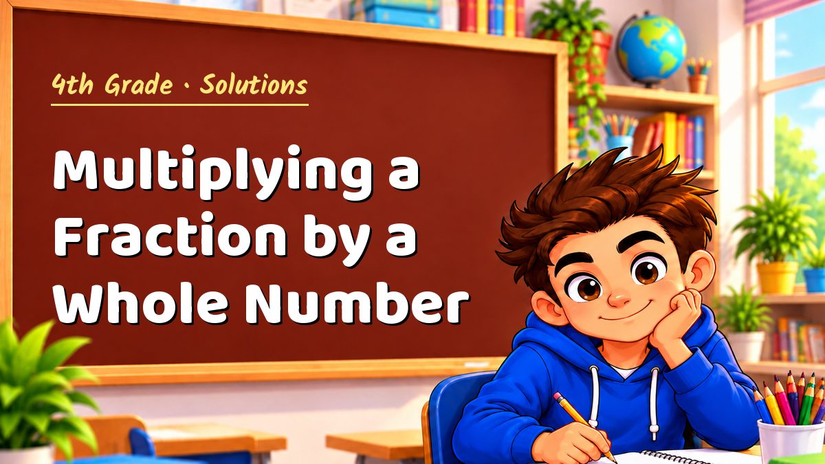 4th Grade math worksheet solutions: Multiplying a Fraction by a Whole Number – Maths PDF