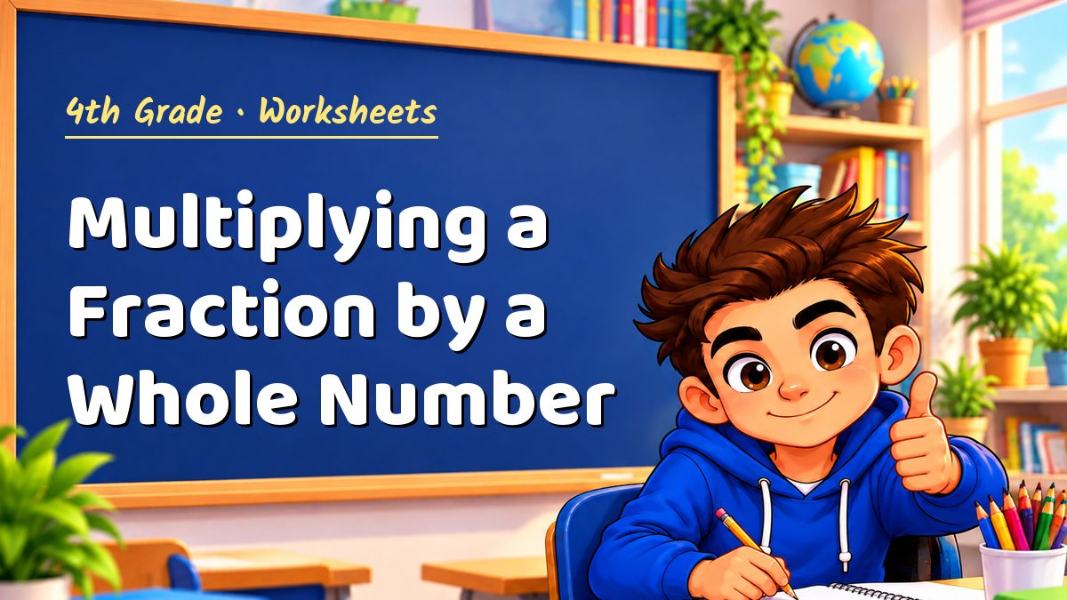 4th Grade math worksheet: Multiplying a Fraction by a Whole Number – Maths PDF