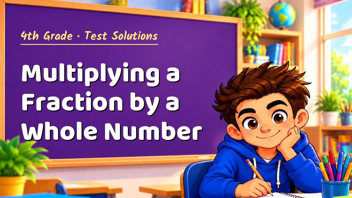4th Grade math test solutions: Multiplying a Fraction by a Whole Number – Maths PDF