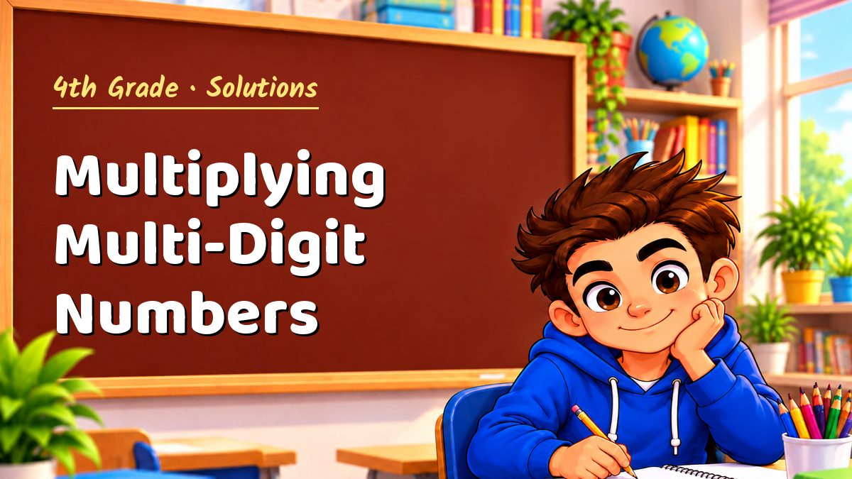 4th Grade math worksheet solutions: Multiplying Multi-Digit Numbers – Maths PDF