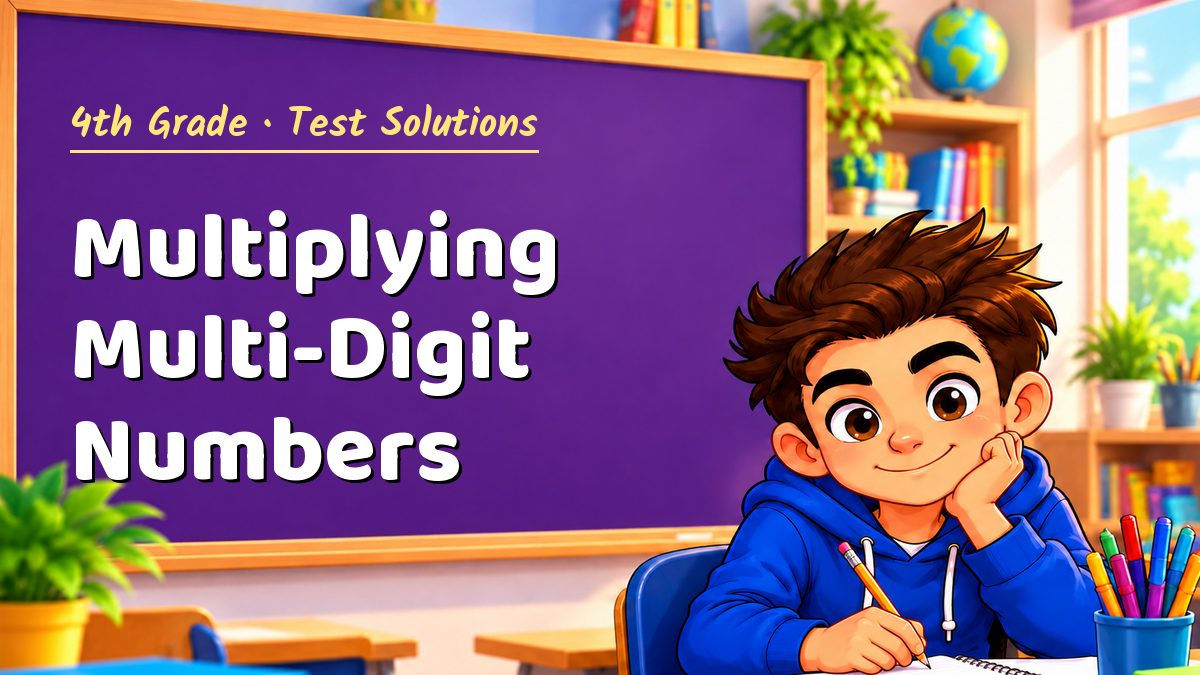4th Grade math test solutions: Multiplying Multi-Digit Numbers – Maths PDF