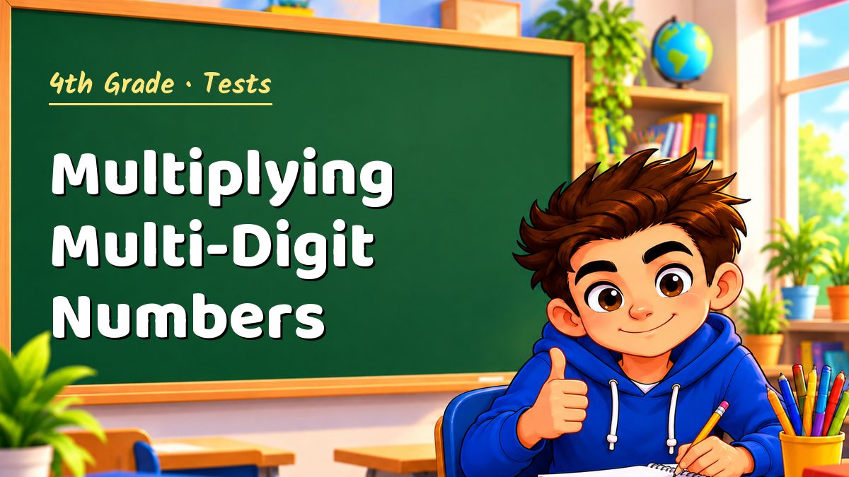 4th Grade math test: Multiplying Multi-Digit Numbers – Maths PDF