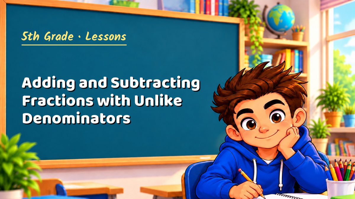 5th Grade math lesson: Adding and Subtracting Fractions with Unlike Denominators – Maths PDF