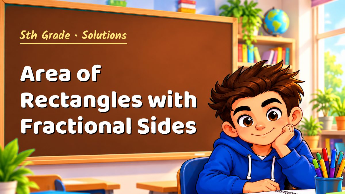 5th Grade math worksheet solutions: Area of Rectangles with Fractional Sides – Maths PDF
