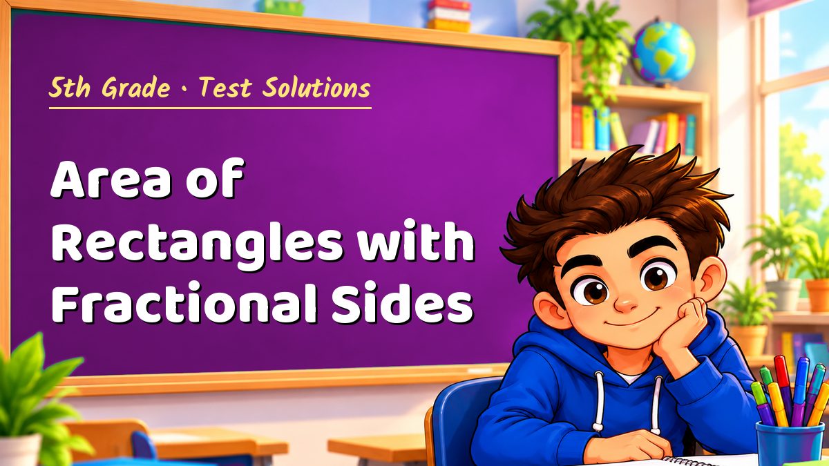 5th Grade math test solutions: Area of Rectangles with Fractional Sides – Maths PDF