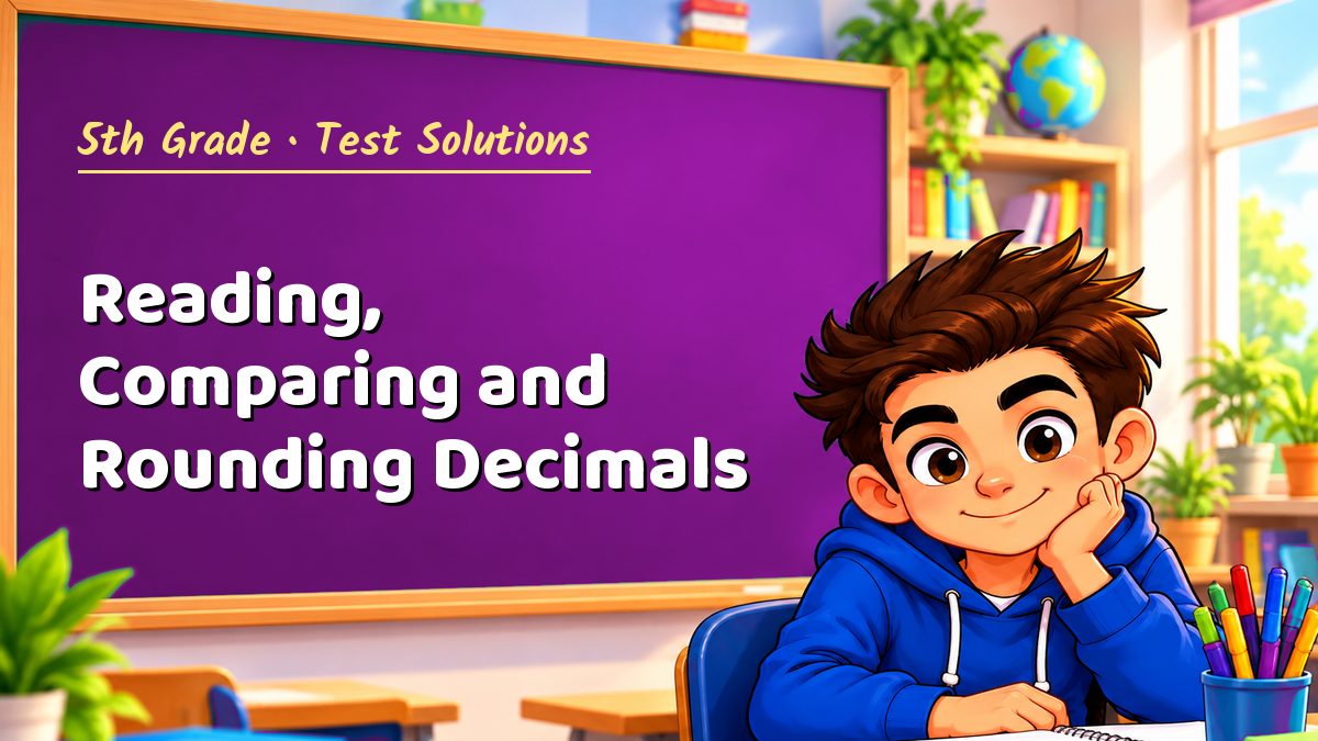 5th Grade math test solutions: Reading, Comparing and Rounding Decimals – Maths PDF