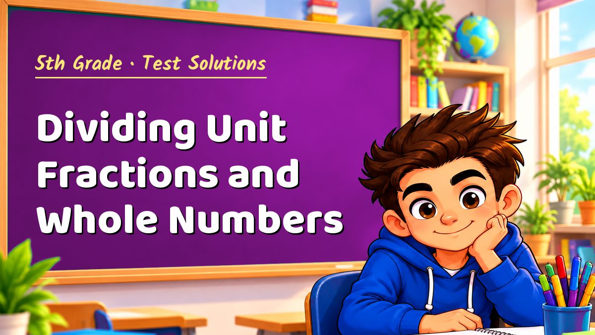5th Grade math test solutions: Dividing Unit Fractions and Whole Numbers – Maths PDF