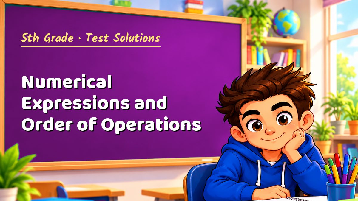 5th Grade math test solutions: Numerical Expressions and Order of Operations – Maths PDF
