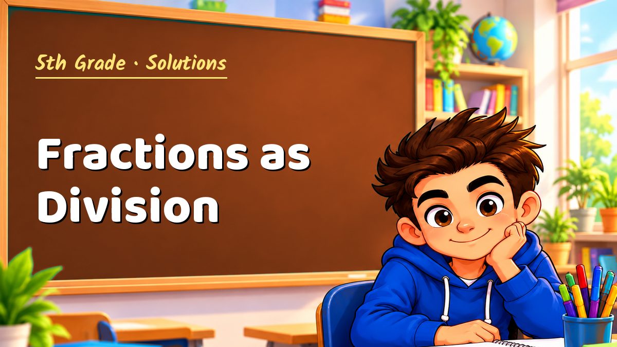 5th Grade math worksheet solutions: Fractions as Division – Maths PDF