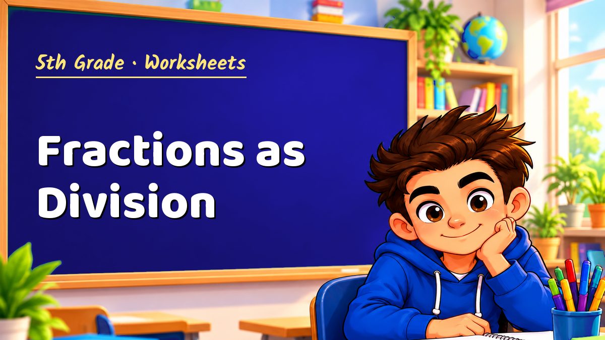 5th Grade math worksheet: Fractions as Division – Maths PDF
