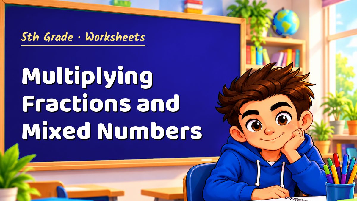 5th Grade math worksheet: Multiplying Fractions and Mixed Numbers – Maths PDF