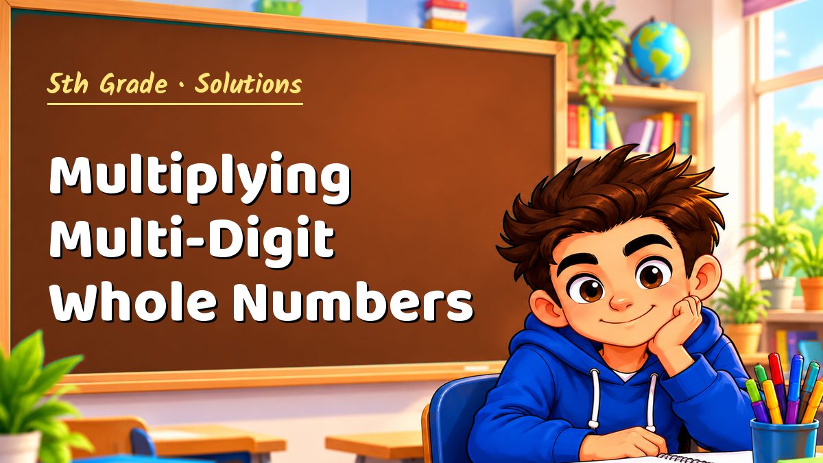 5th Grade math worksheet solutions: Multiplying Multi-Digit Whole Numbers – Maths PDF