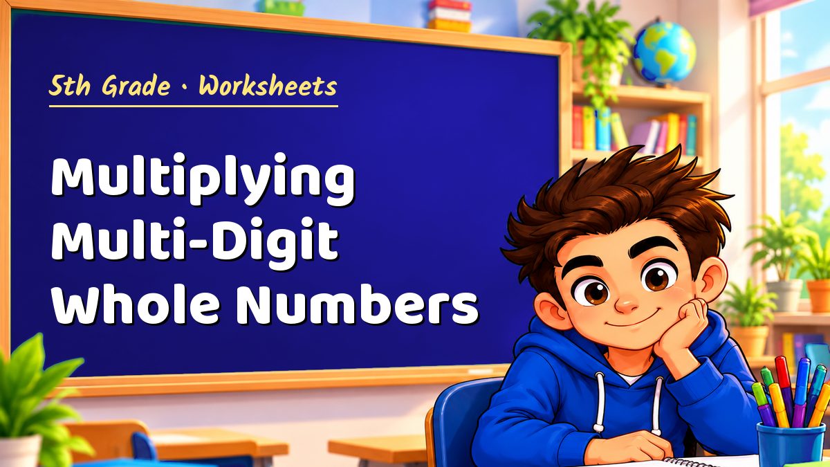 5th Grade math worksheet: Multiplying Multi-Digit Whole Numbers – Maths PDF