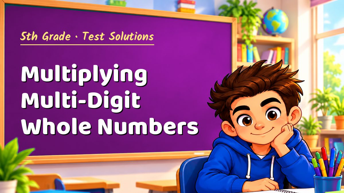 5th Grade math test solutions: Multiplying Multi-Digit Whole Numbers – Maths PDF