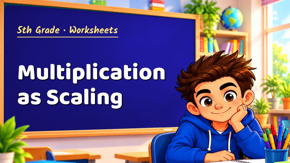 5th Grade math worksheet: Multiplication as Scaling – Maths PDF