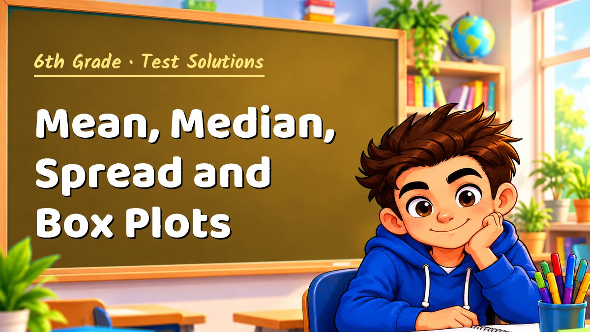 6th Grade math test solutions: Mean, Median, Spread and Box Plots – Maths PDF