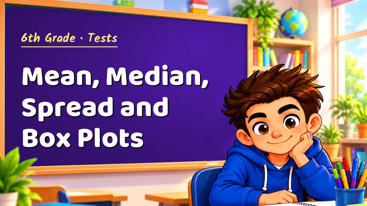 6th Grade math test: Mean, Median, Spread and Box Plots – Maths PDF