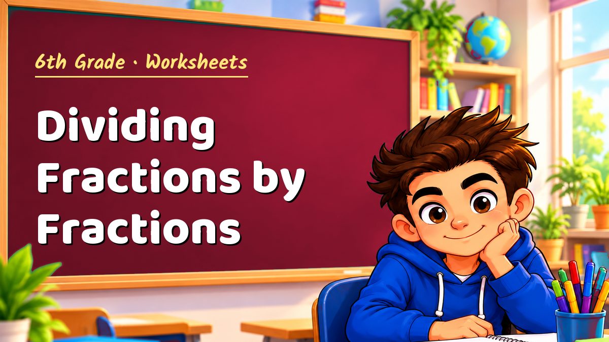 6th Grade math worksheet: Dividing Fractions by Fractions – Maths PDF