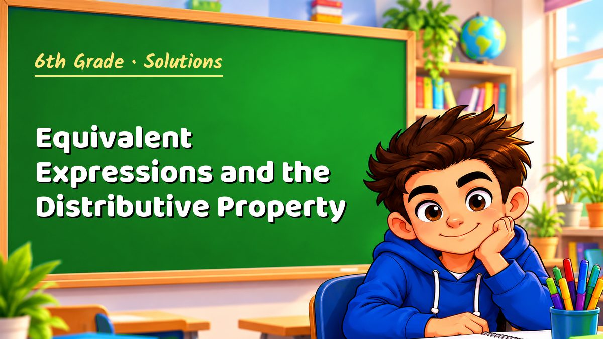 6th Grade math worksheet solutions: Equivalent Expressions and the Distributive Property – Maths PDF