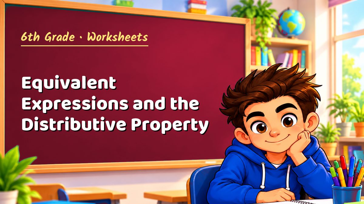 6th Grade math worksheet: Equivalent Expressions and the Distributive Property – Maths PDF