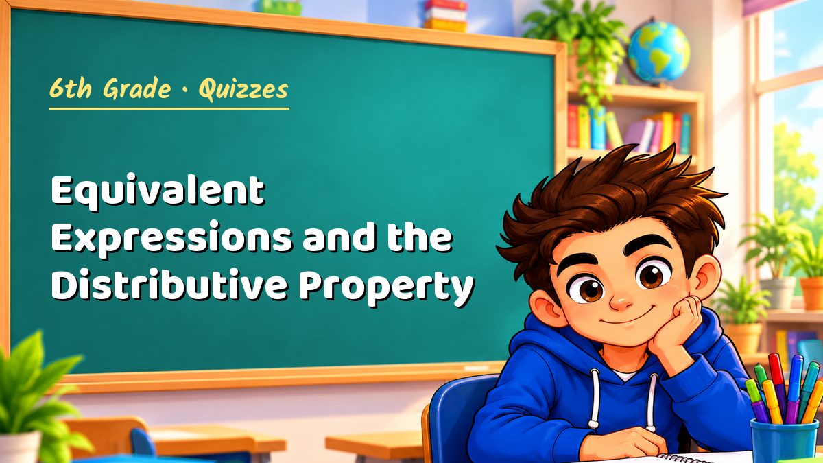 6th Grade math quiz: Equivalent Expressions and the Distributive Property – Maths PDF