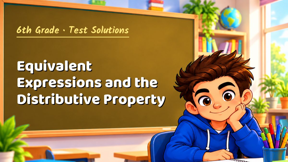 6th Grade math test solutions: Equivalent Expressions and the Distributive Property – Maths PDF