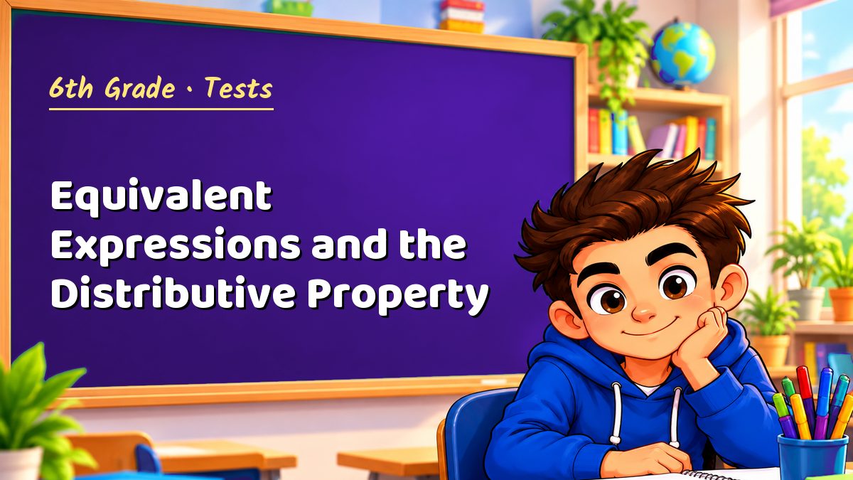 6th Grade math test: Equivalent Expressions and the Distributive Property – Maths PDF