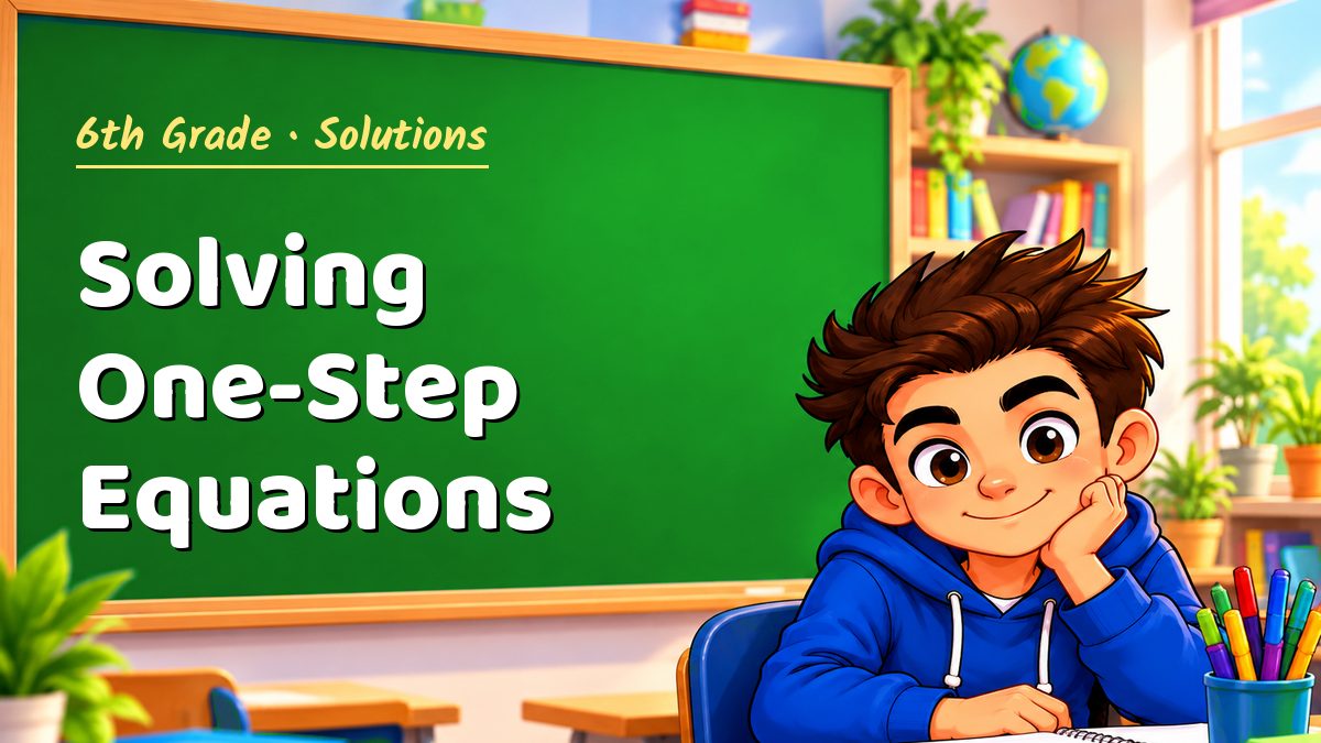 6th Grade math worksheet solutions: Solving One-Step Equations – Maths PDF