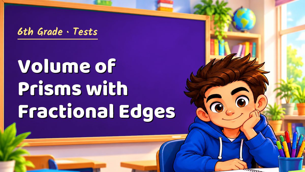 6th Grade math test: Volume of Prisms with Fractional Edges – Maths PDF