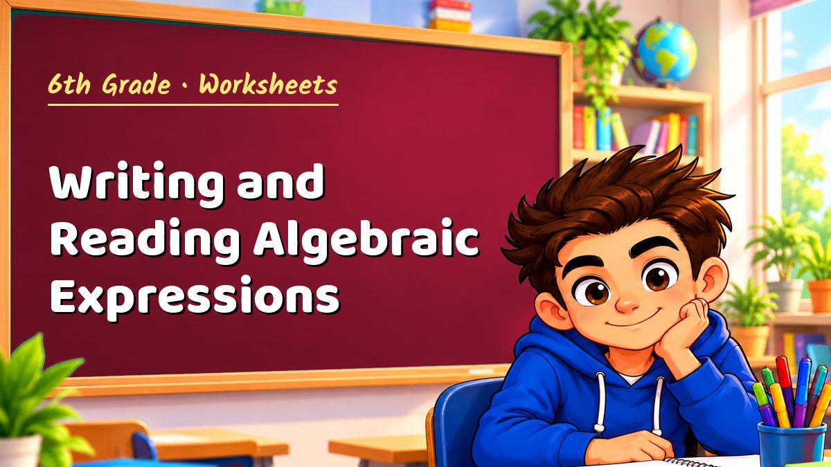 6th Grade math worksheet: Writing and Reading Algebraic Expressions – Maths PDF