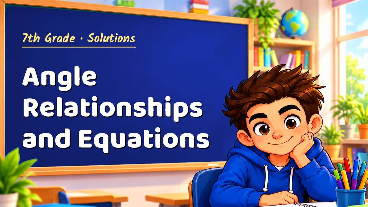 7th Grade math worksheet solutions: Angle Relationships and Equations – Maths PDF