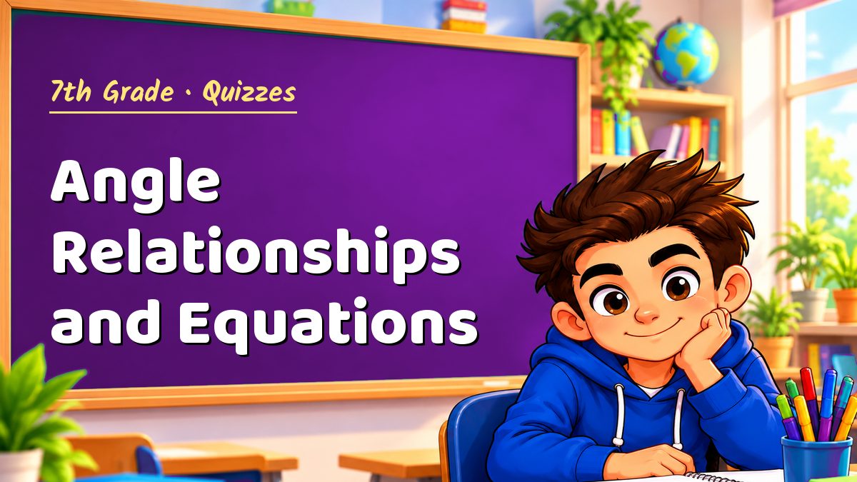 7th Grade math quiz: Angle Relationships and Equations – Maths PDF