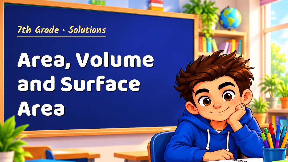 7th Grade math worksheet solutions: Area, Volume and Surface Area – Maths PDF