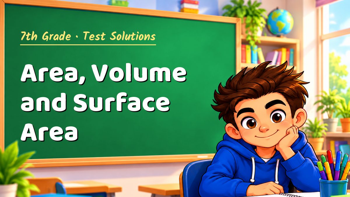 7th Grade math test solutions: Area, Volume and Surface Area – Maths PDF