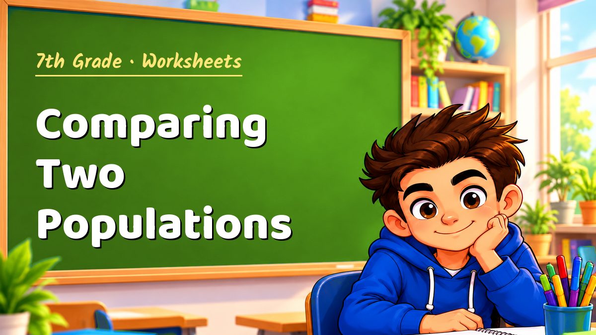7th Grade math worksheet: Comparing Two Populations – Maths PDF