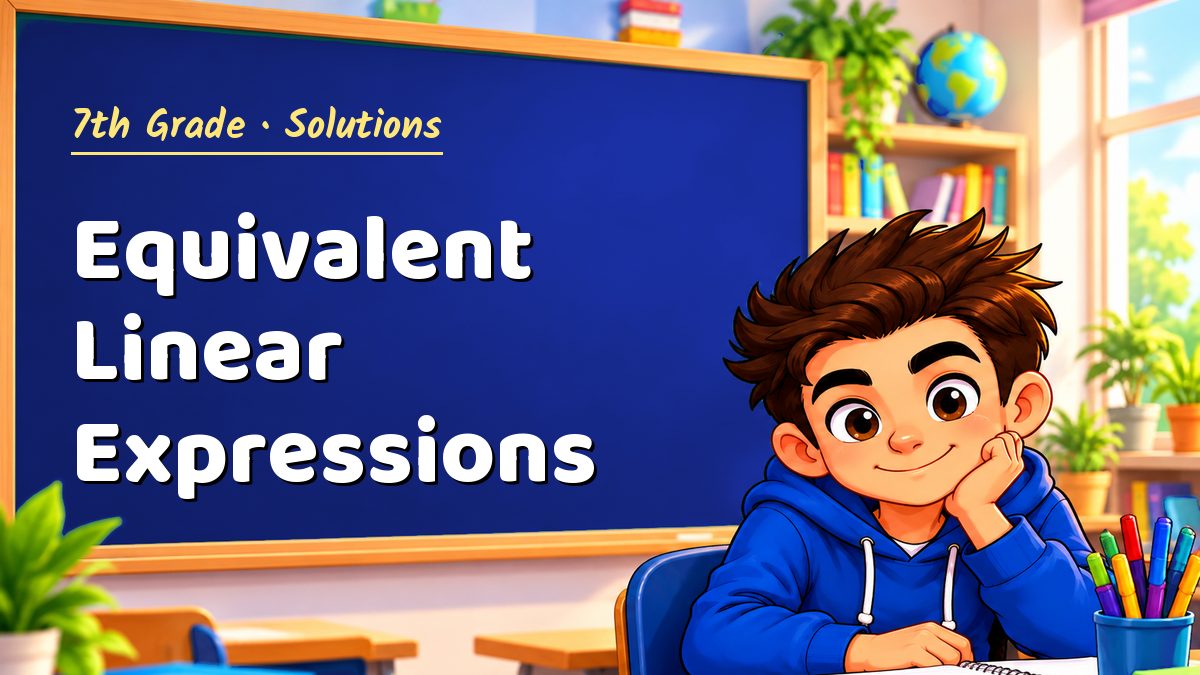 7th Grade math worksheet solutions: Equivalent Linear Expressions – Maths PDF