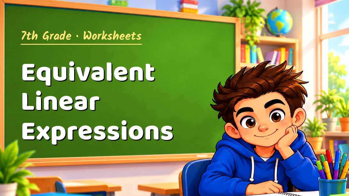 7th Grade math worksheet: Equivalent Linear Expressions – Maths PDF
