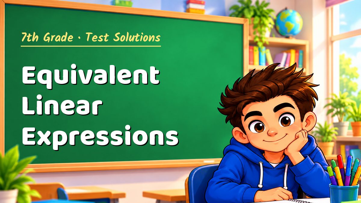 7th Grade math test solutions: Equivalent Linear Expressions – Maths PDF