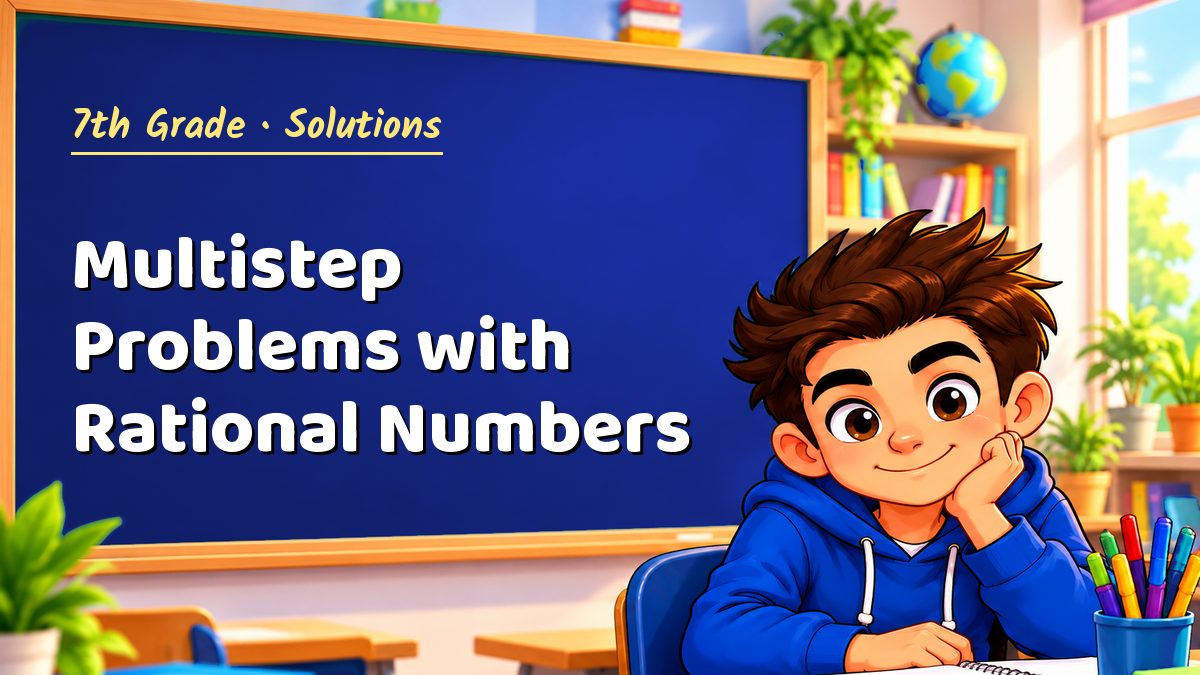 7th Grade math worksheet solutions: Multistep Problems with Rational Numbers – Maths PDF