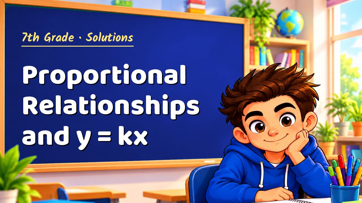7th Grade math worksheet solutions: Proportional Relationships and y = kx – Maths PDF