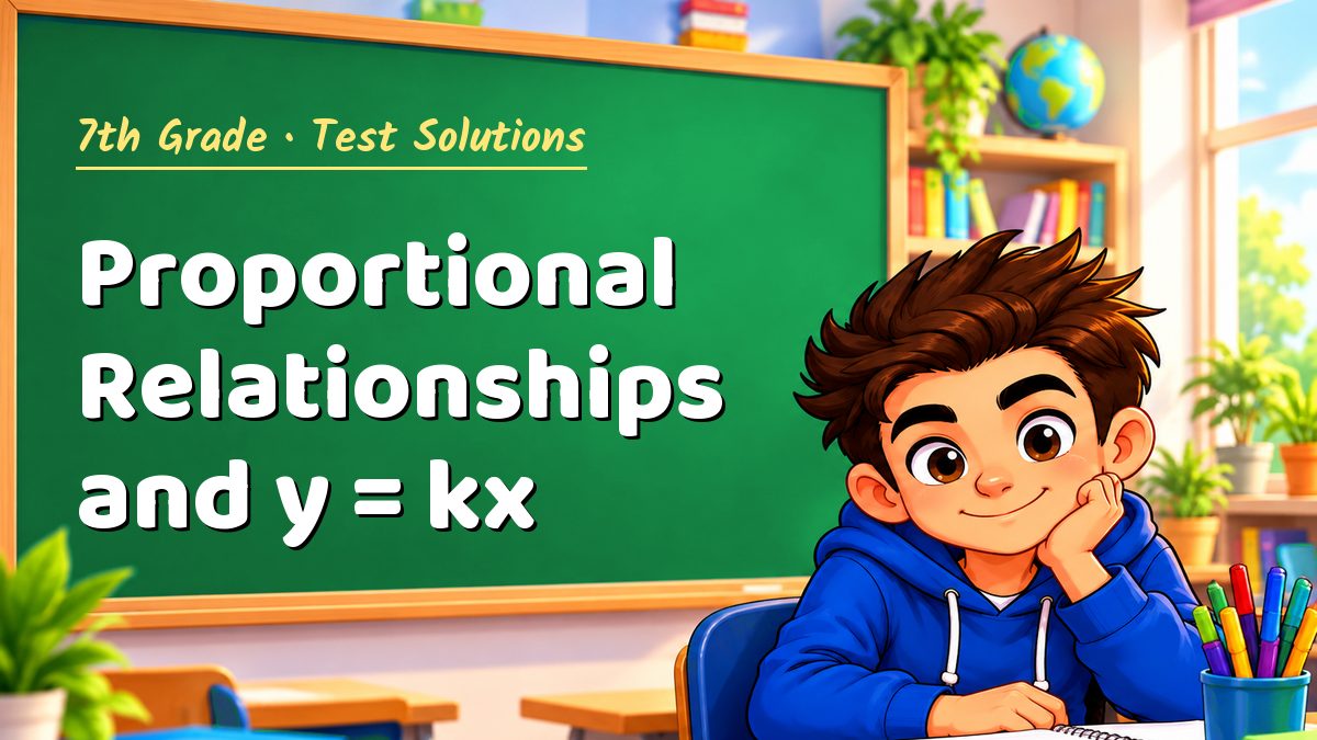 7th Grade math test solutions: Proportional Relationships and y = kx – Maths PDF