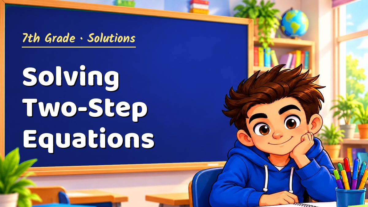 7th Grade math worksheet solutions: Solving Two-Step Equations – Maths PDF