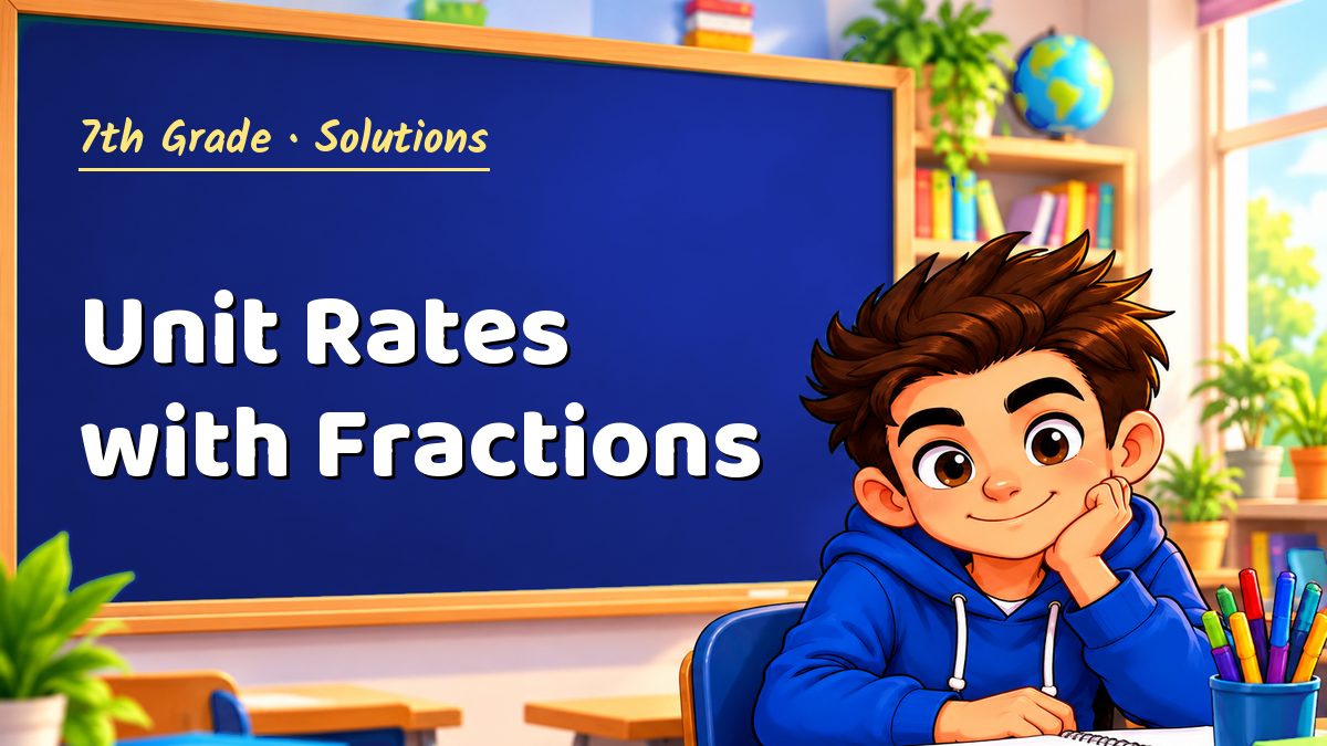 7th Grade math worksheet solutions: Unit Rates with Fractions – Maths PDF