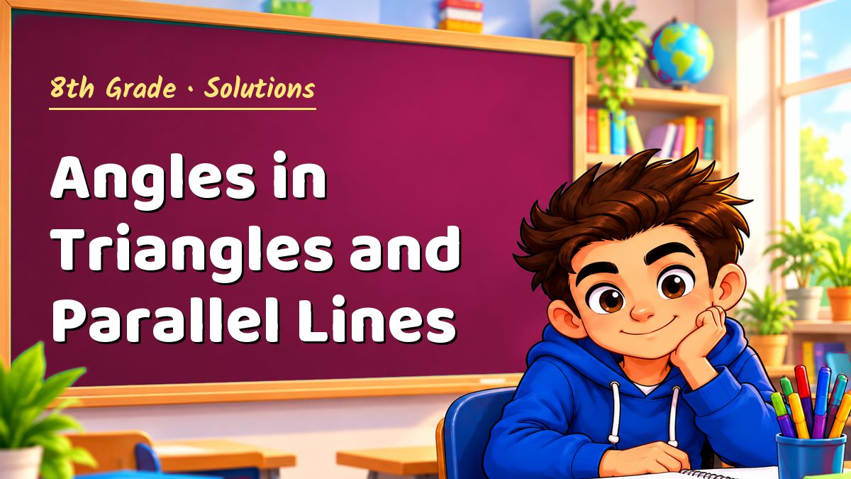 8th Grade math worksheet solutions: Angles in Triangles and Parallel Lines – Maths PDF