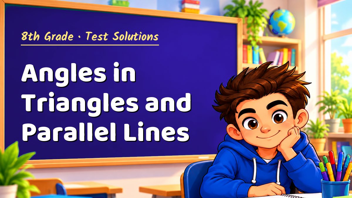 8th Grade math test solutions: Angles in Triangles and Parallel Lines – Maths PDF