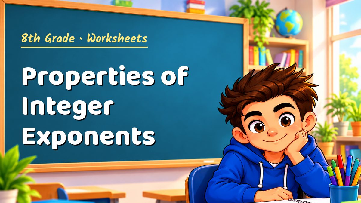 8th Grade math worksheet: Properties of Integer Exponents – Maths PDF